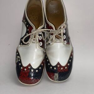 Vtg Retro VIP300 bowling shoes red white blue snake print Sz 8Y